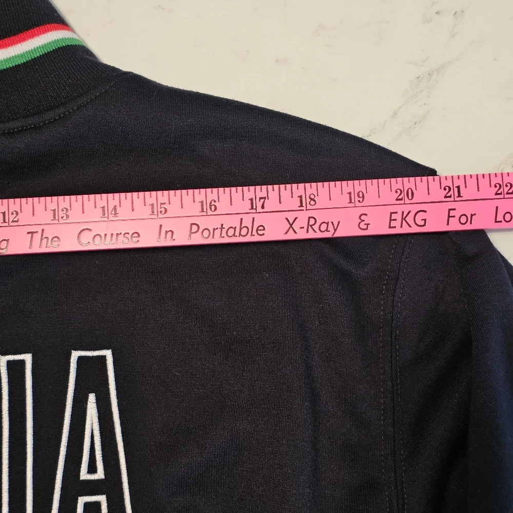 Retro Italia Track Jacket Full Zip Black Red Green White Trim Italy Flag Mens XL - Picture 11 of 12